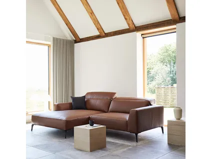 VOLUZZI 3 seater leather sofa with chaise longue