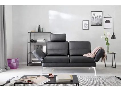 TWISTER 2 seater leather sofa with function