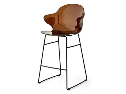 SAINT TROPEZ barstool with metal sled base