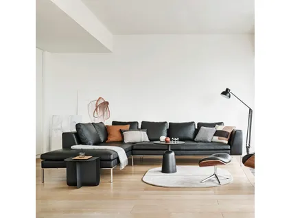 LOANO 5 seater leather sofa with open end