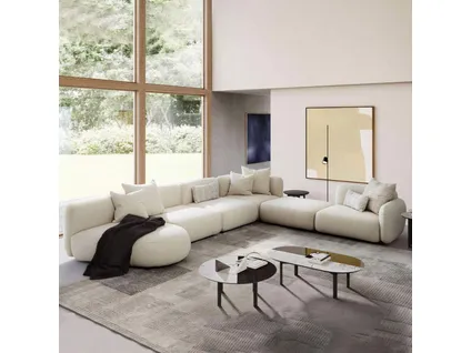 GINZA 6 seater double-sided sofa with round chaise lounge