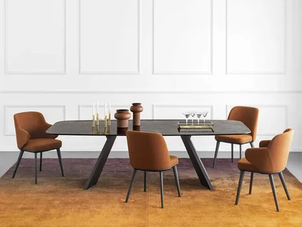 FOYER dining armchair with wooden legs - 2 pcs - From Stock