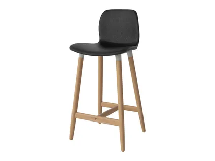 SEED HIGH leather barstool - 66 cm - wood