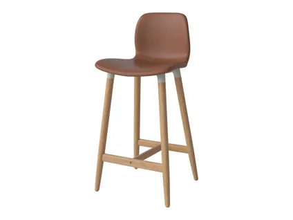 SEED HIGH leather barstool - 66 cm - wood