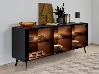 UNIVERSAL sideboard with 3 glass doors