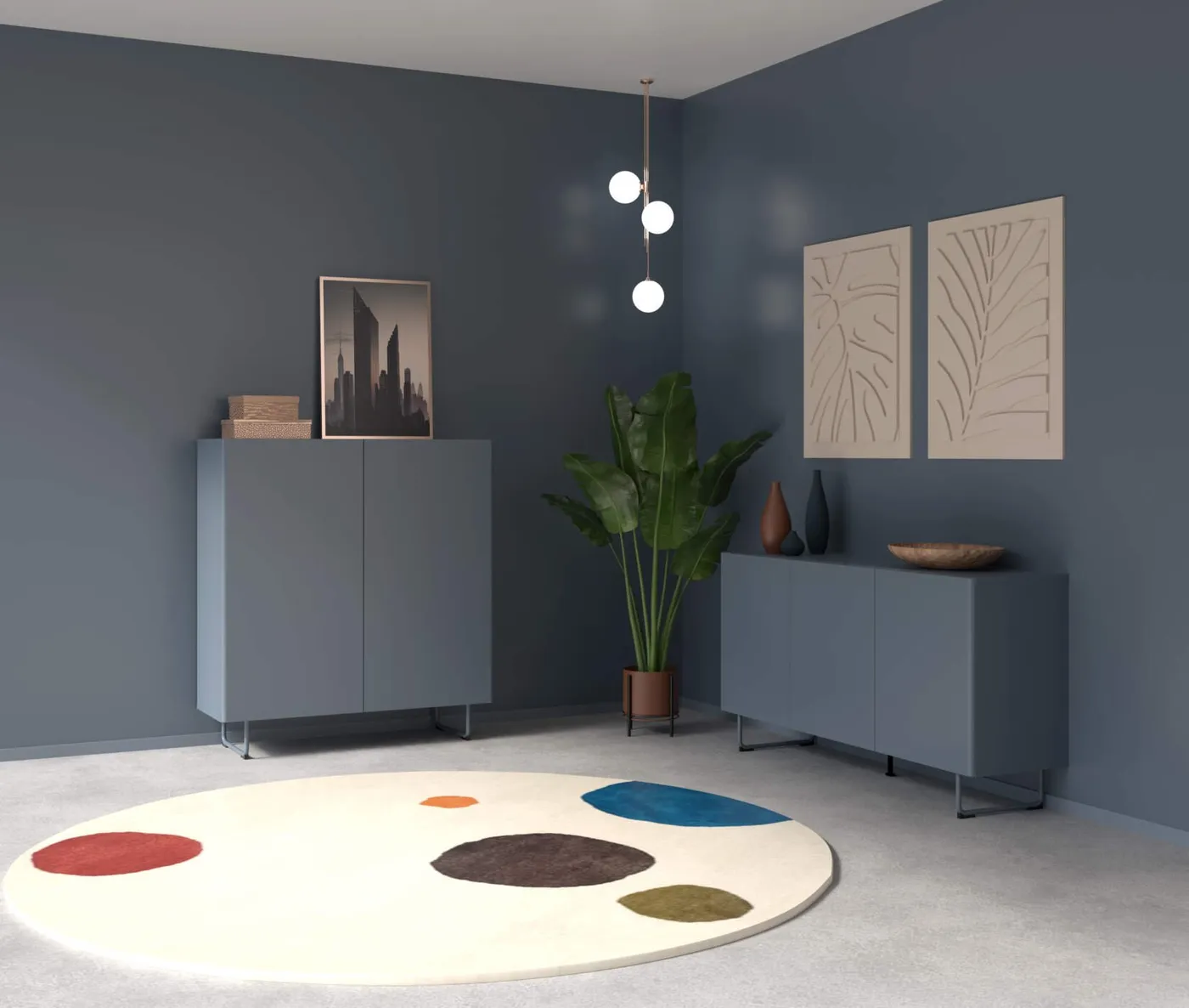 Parma highboard 2 doors lake blue// Parma magas komód 2 ajtóval tókék