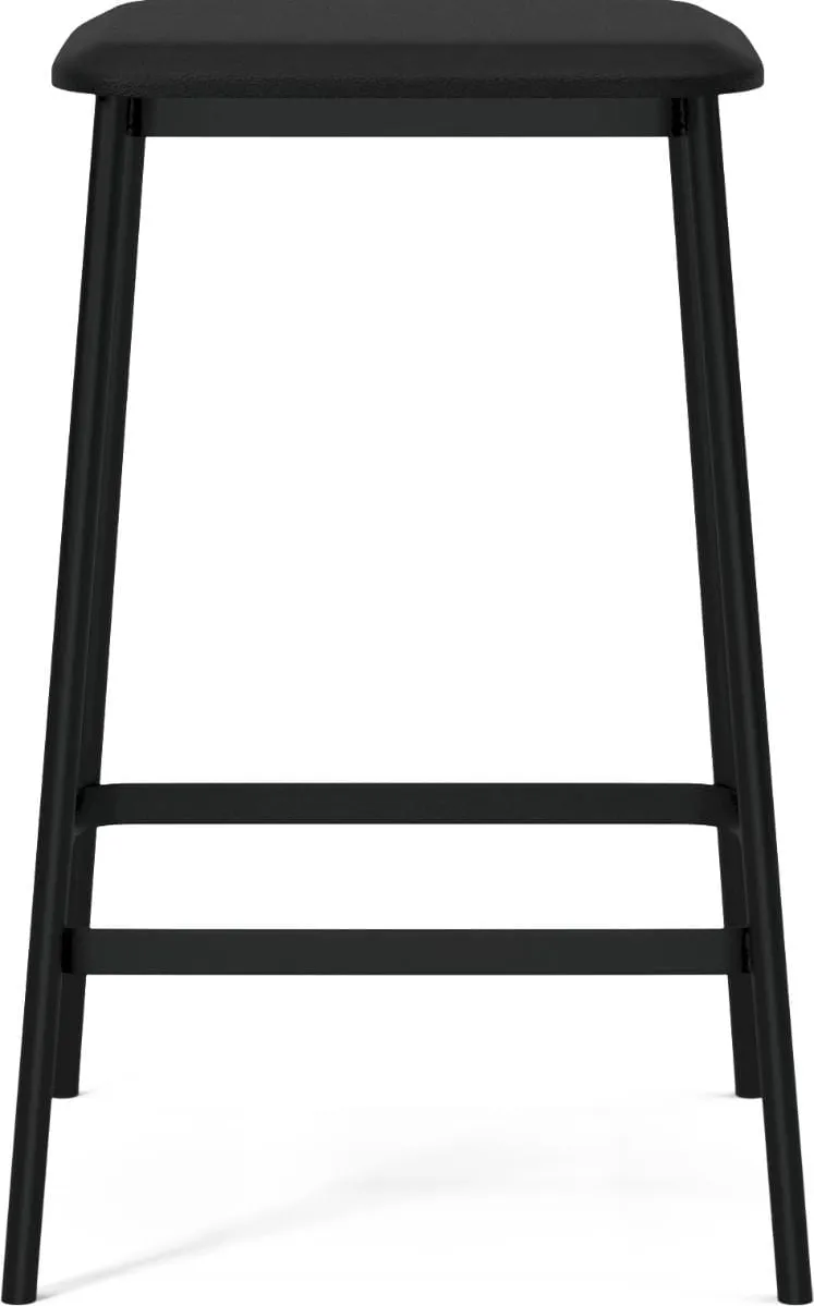 Facet low barstool - Black leather-3723