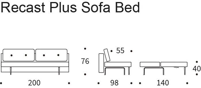 Innovation Recast sofabed grey // Innovation Tecast kanapéágy szürke méret